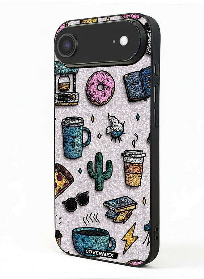 Apple iPhone 17 Air Protective Case Cover Printed Featuring Coffee and Snacks Doodle Pattern