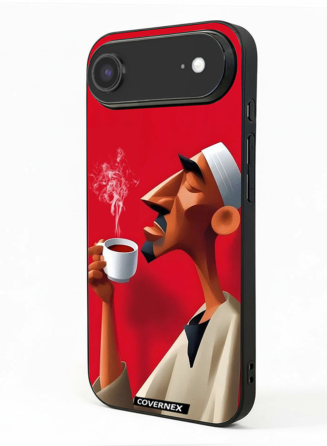 Apple iPhone 17 Air Protective Case Cover Printed Featuring Abstract Artistic Man Savouring Morning Coffee