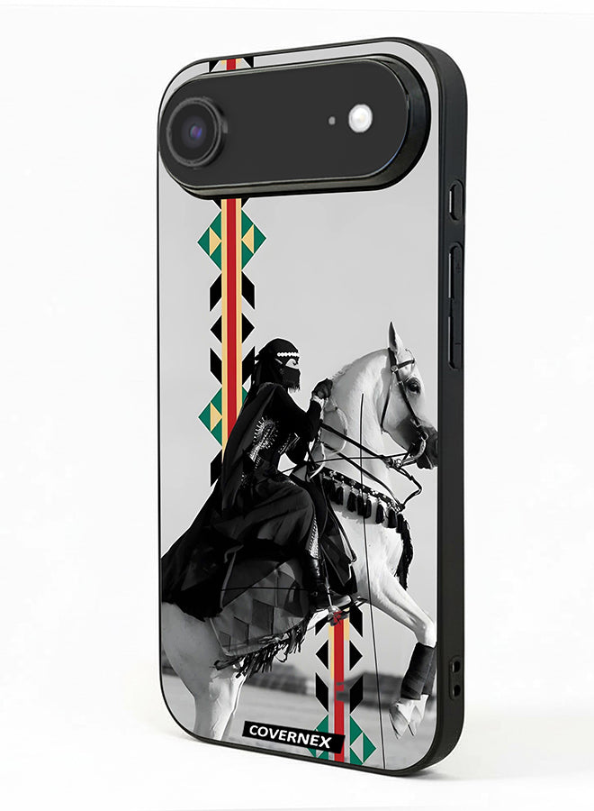 Apple iPhone 17 Air Protective Case Cover Printed Featuring Woman on Horseback with Sadu Accents