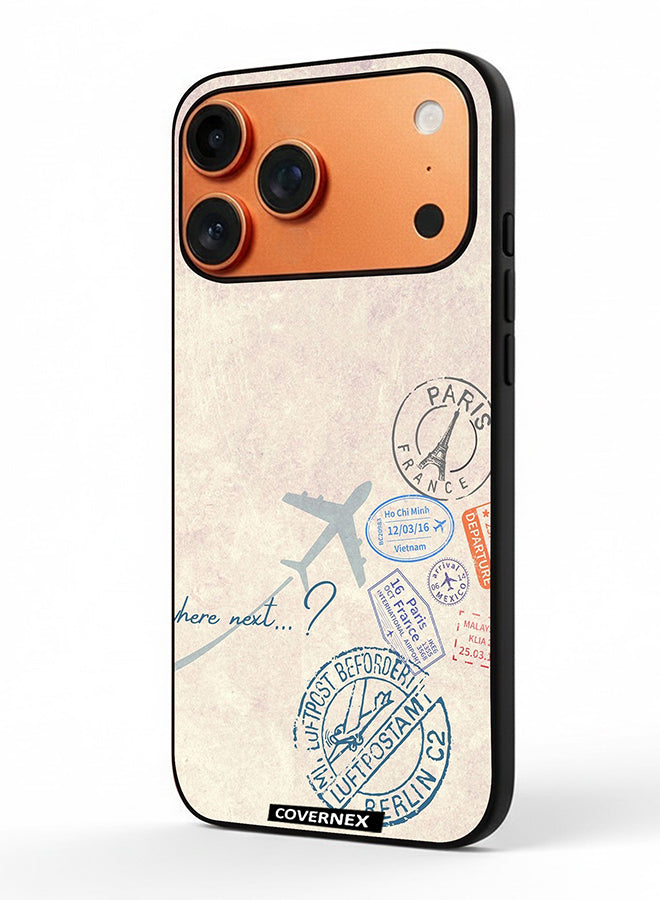 Apple iPhone 17 Pro Max Protective Case Cover Printed Featuring Paris And Aviation Stamp