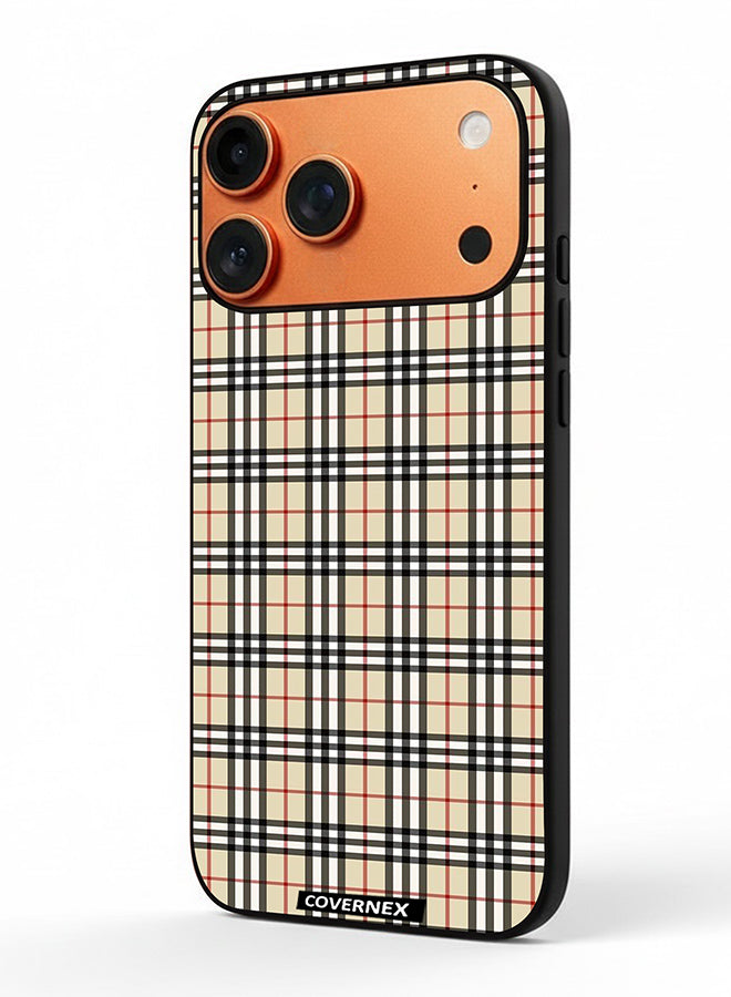 Apple iPhone 17 Pro Max Protective Case Cover Printed Featuring Classic Neutral Plaid Pattern