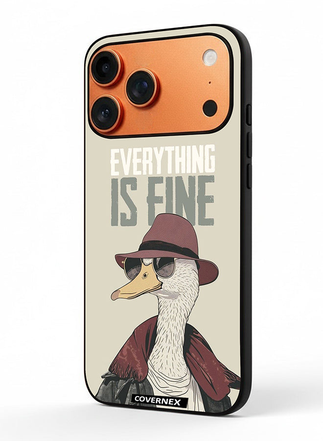 Apple iPhone 17 Pro Max Protective Case Cover Printed Featuring Everything is Fine Stylish Ostrich