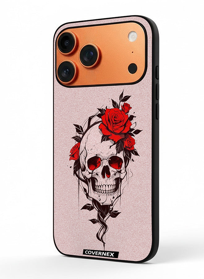 Apple iPhone 17 Pro Max Protective Case Cover Printed Featuring Fine Line Art with Rose