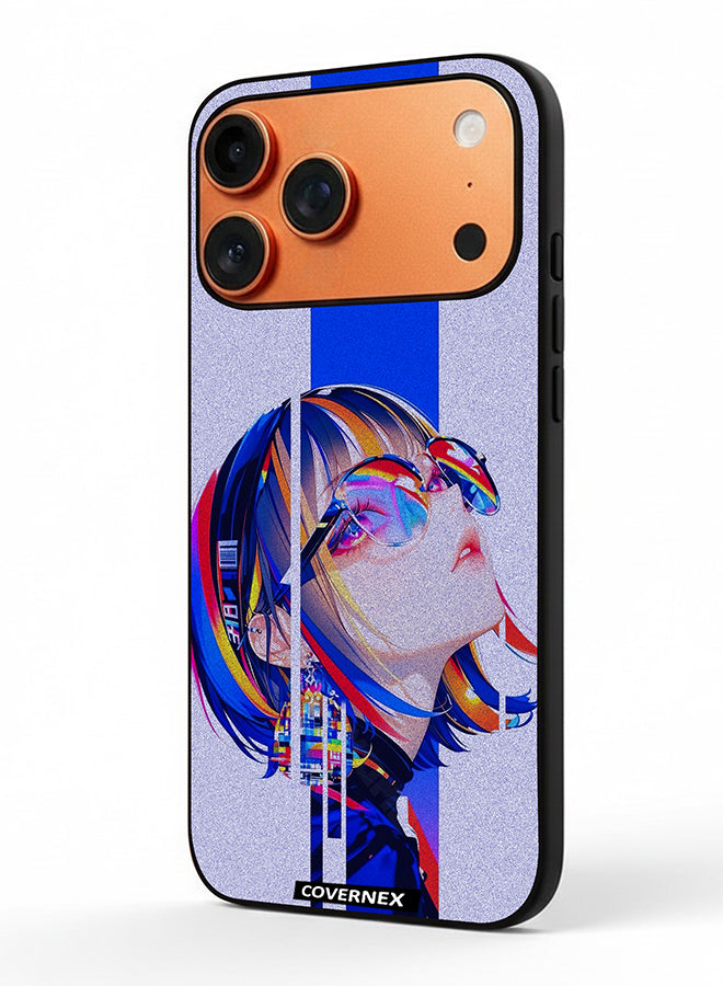 Apple iPhone 17 Pro Max Protective Case Cover Printed Featuring Glitch Art Anime Girl Portrait