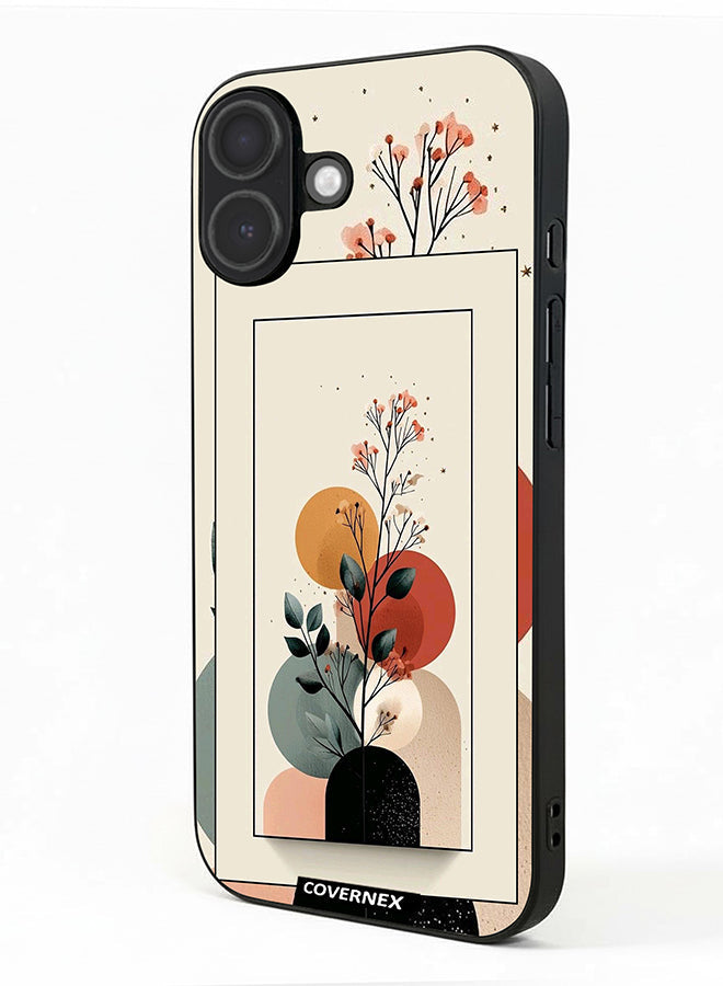 Apple iPhone 17 Protective Case Cover Printed Featuring Minimalist Plant and Abstract Shapes