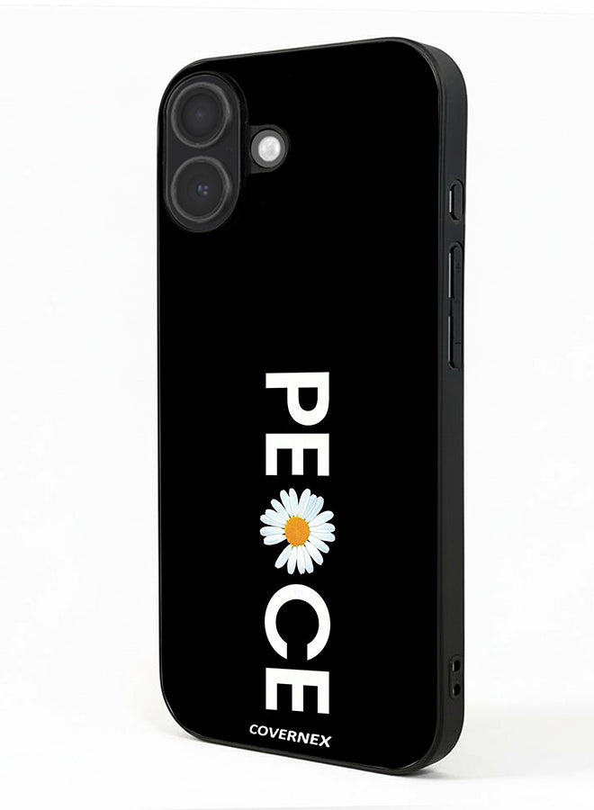 Apple iPhone 17 Protective Case Cover Printed Featuring Minimalist PEACE with Daisy Graphic