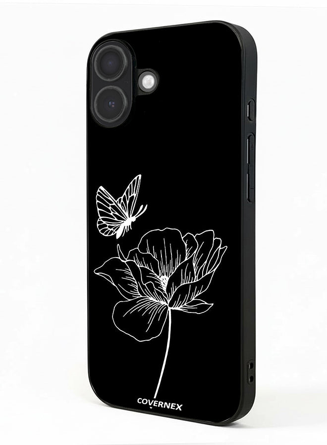 Apple iPhone 17 Protective Case Cover Printed Featuring Minimalist Butterfly and Bloom Line Art