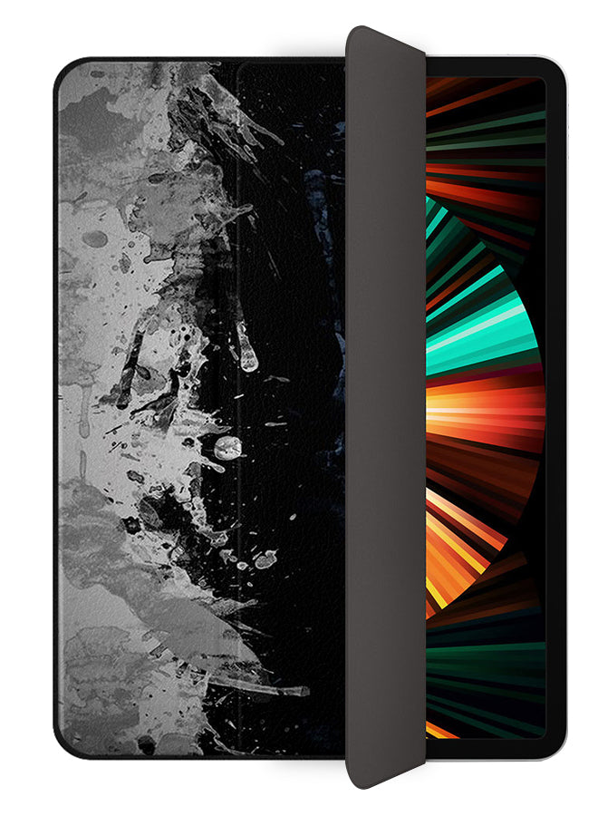 Apple iPad Pro 12.9 (2021) Case Cover Grey Black Blue Paint Pattern