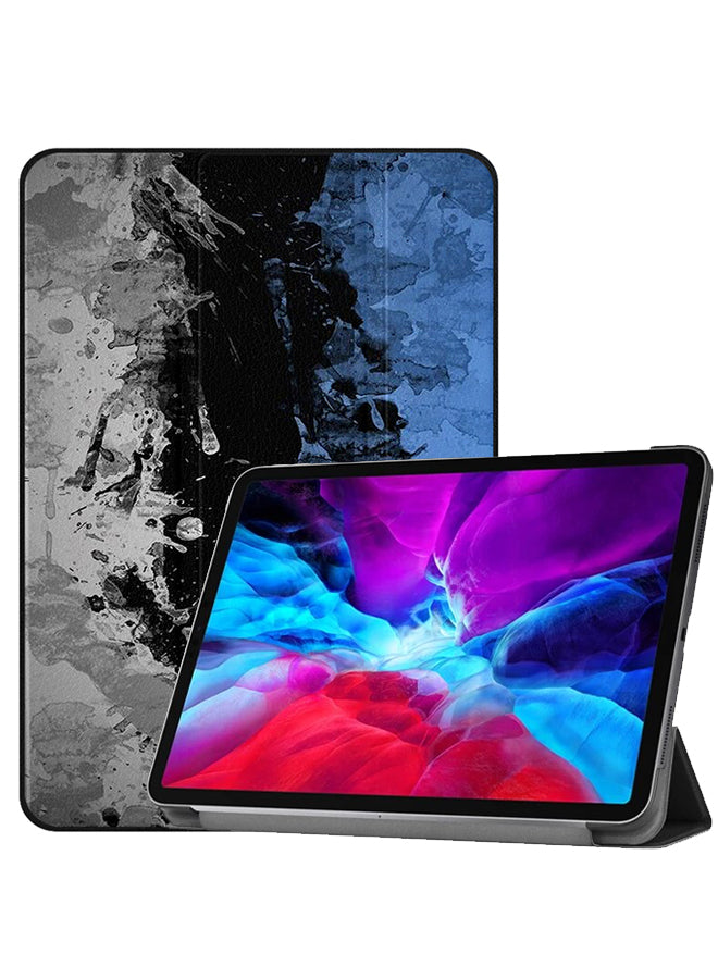 Apple iPad Pro 12.9 (2021) Case Cover Grey Black Blue Paint Pattern