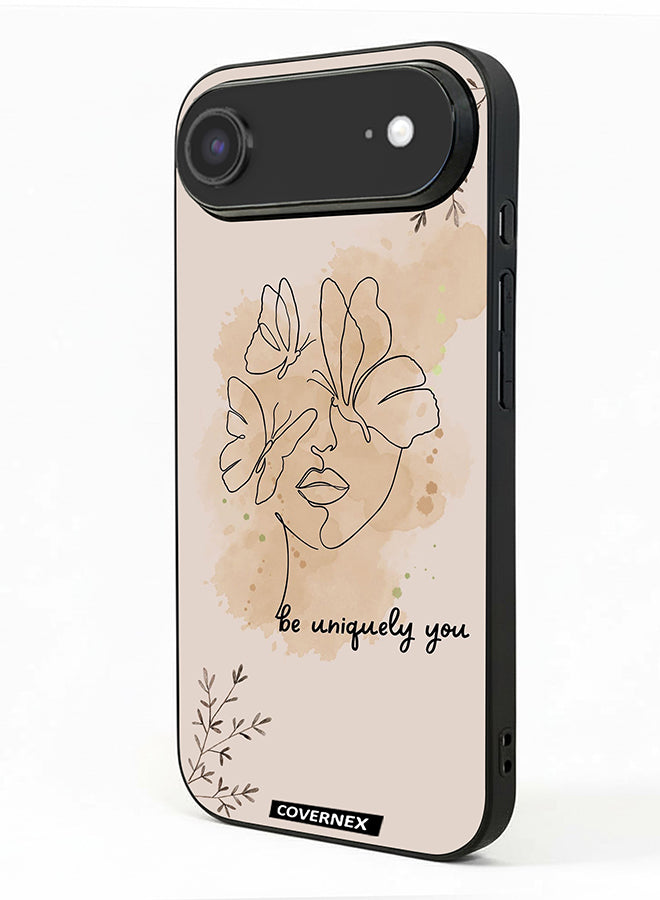 Apple iPhone 17 Air Protective Case Cover Printed Featuring Be Uniquely You A Face And Butterflies