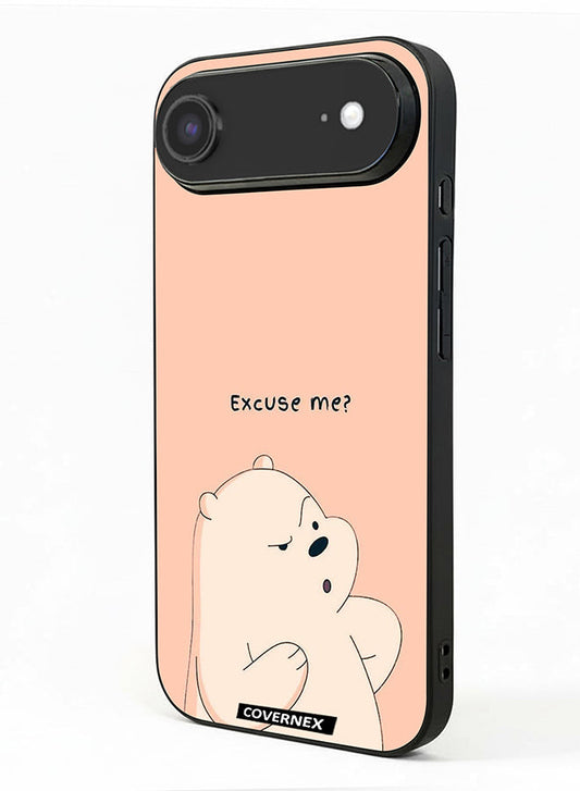 Apple iPhone 17 Air Protective Case Cover Printed Featuring Ice Bear Illustration Excuse Me