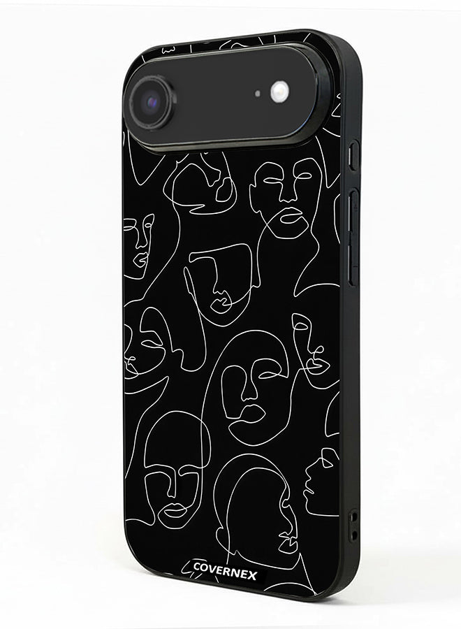 Apple iPhone 17 Air Protective Case Cover Printed Featuring Abstract One Line Faces Art