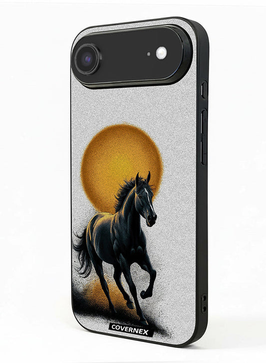 Apple iPhone 17 Air Protective Case Cover Printed Featuring Galloping Horse with Sunset Backdrop