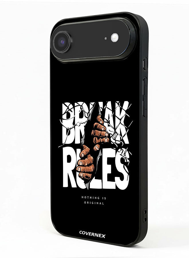 Apple iPhone 17 Air Protective Case Cover Printed Featuring Break Rules Shattered Text Graphic