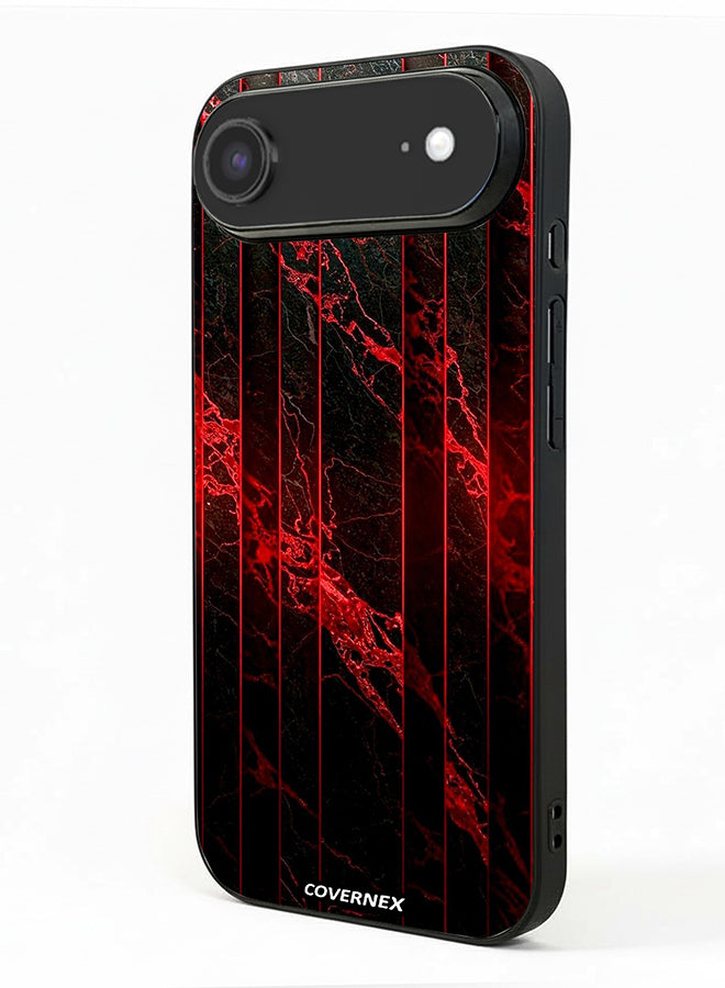Apple iPhone 17 Air Protective Case Cover Printed Featuring Crimson and Veined Marble Texture