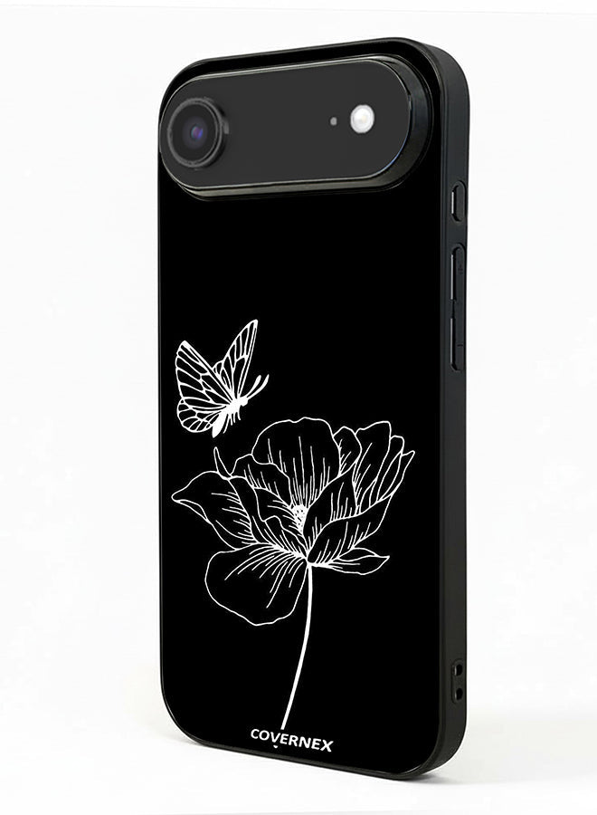 Apple iPhone 17 Air Protective Case Cover Printed Featuring Minimalist Butterfly and Bloom Line Art