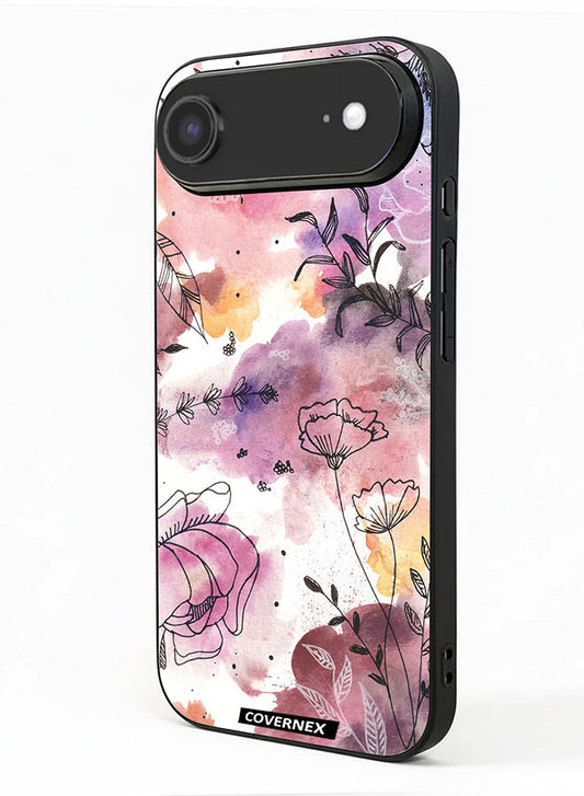 Apple iPhone 17 Air Protective Case Cover Printed Featuring Soft Pastel Watecolor Wildflower