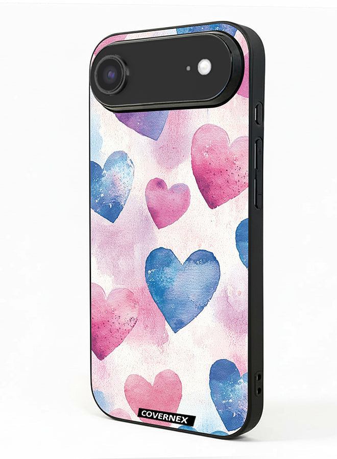 Apple iPhone 17 Air Protective Case Cover Printed Featuring Watercolor Soft Heart Pattern