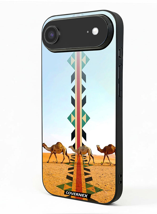 Apple iPhone 17 Air Protective Case Cover Printed Featuring Camel Silhouette with Vertical Sadu Pattern