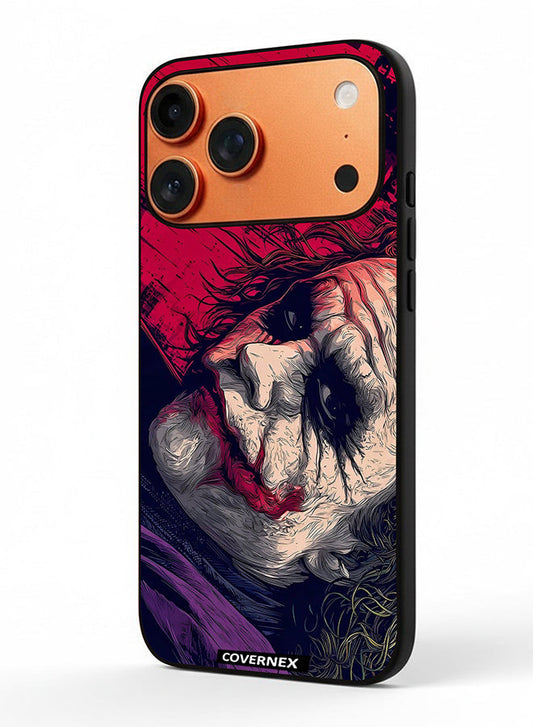 Apple iPhone 17 Pro Max Protective Case Cover Printed Featuring Textured Joker Portrait