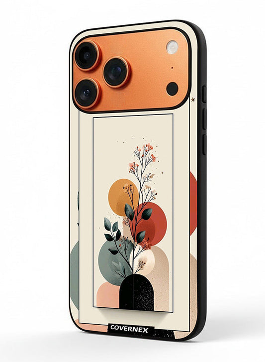 Apple iPhone 17 Pro Max Protective Case Cover Printed Featuring Minimalist Plant and Abstract Shapes