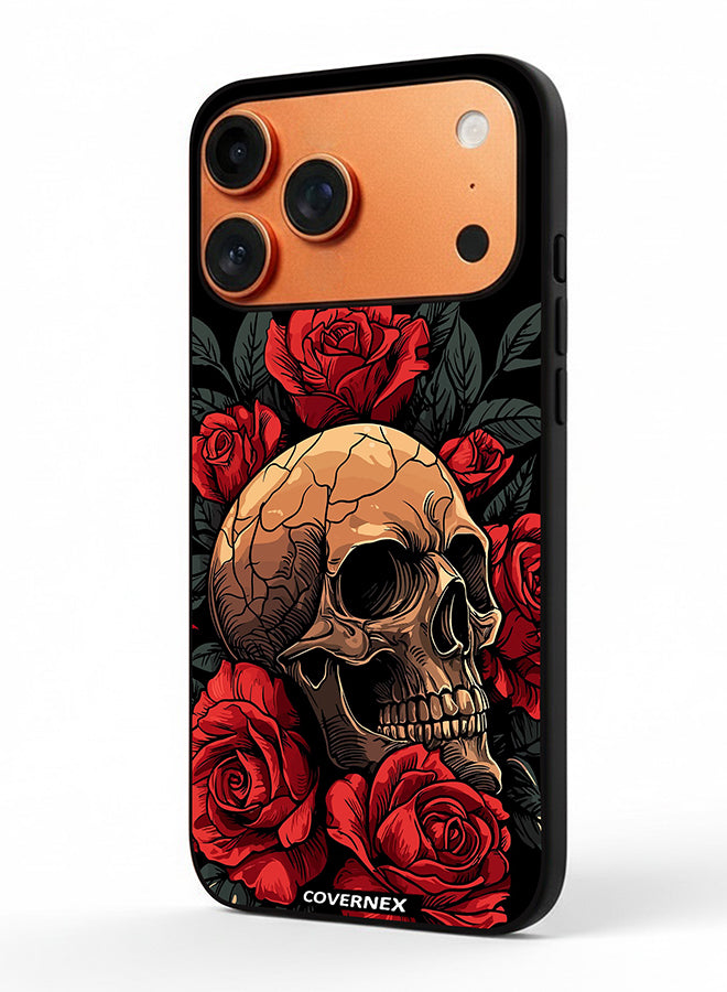 Apple iPhone 17 Pro Max Protective Case Cover Printed Featuring Gothic with Roses Illustration