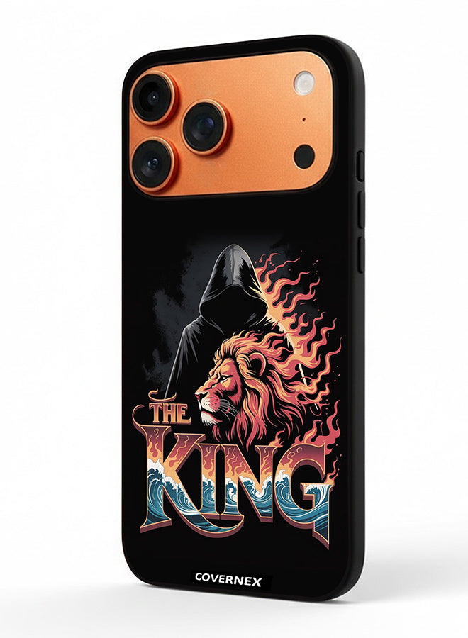 Apple iPhone 17 Pro Max Protective Case Cover Printed Featuring The King Lion and Hooded Figure