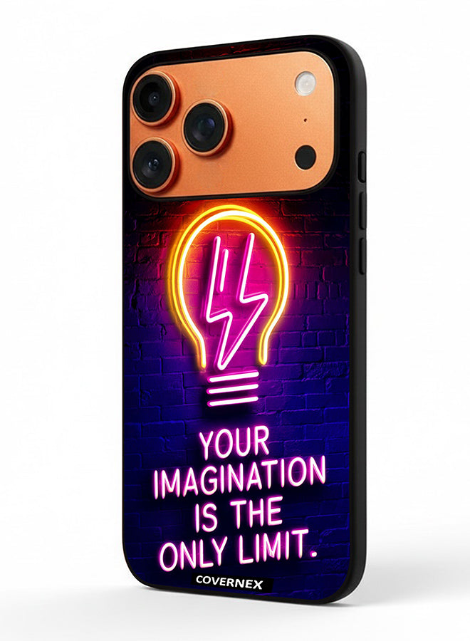 Apple iPhone 17 Pro Max Protective Case Cover Printed Featuring Your Imagination Is The Only Limit Neon Lightbulb