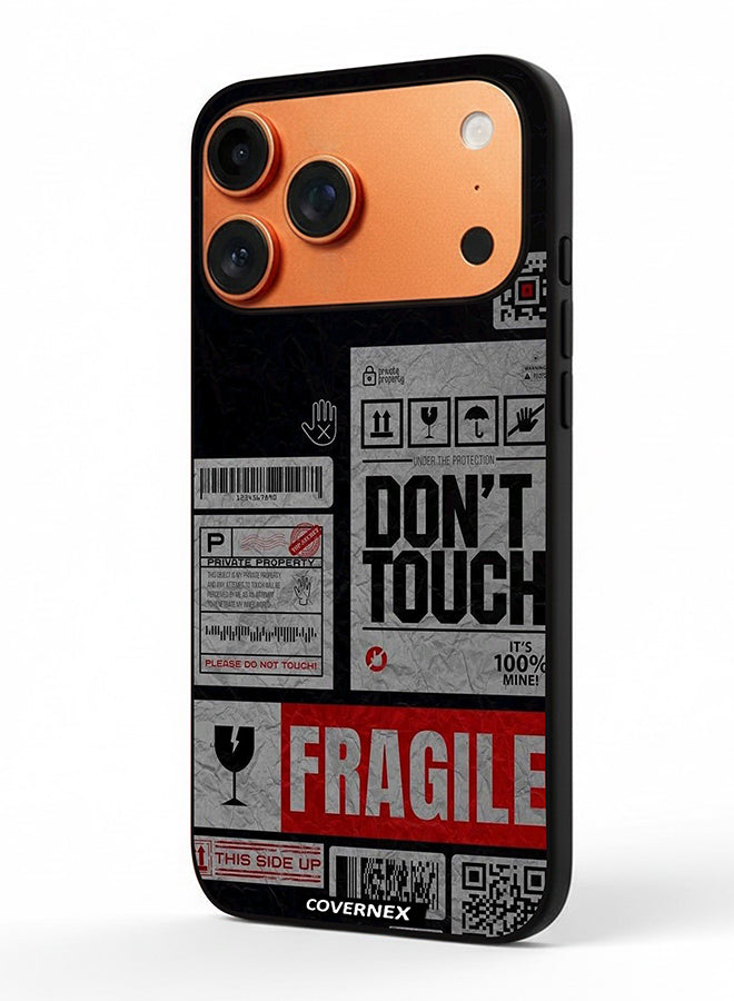 Apple iPhone 17 Pro Max Protective Case Cover Printed Featuring Fragile Warning Label Collage