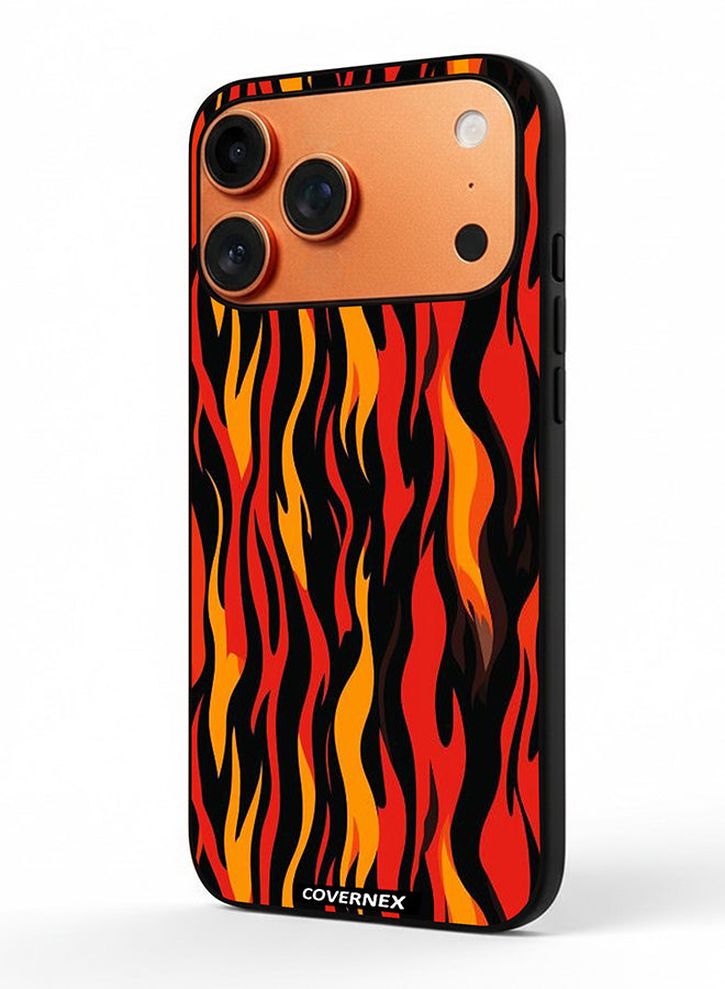 Apple iPhone 17 Pro Max Protective Case Cover Printed Featuring Stylized Flame Pattern
