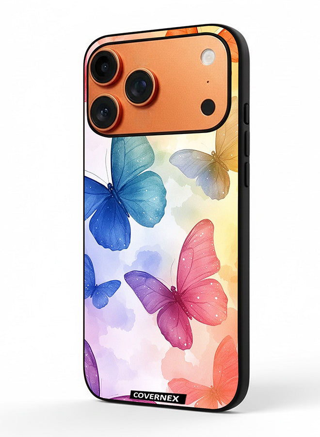 Apple iPhone 17 Pro Max Protective Case Cover Printed Featuring Dreamy Pastel Floating Butterflies
