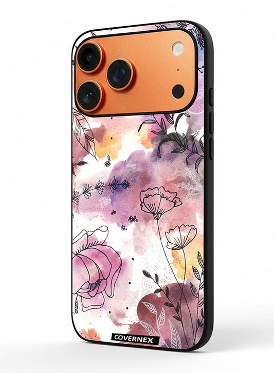 Apple iPhone 17 Pro Max Protective Case Cover Printed Featuring Soft Pastel Watecolor Wildflower