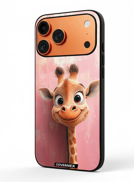 Apple iPhone 17 Pro Max Protective Case Cover Printed Featuring Sweet Giraffe Close Up Art