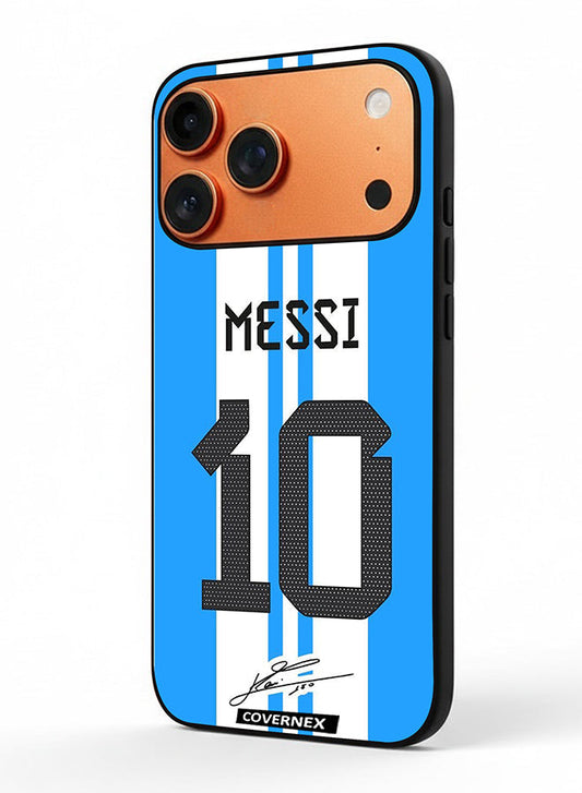 Apple iPhone 17 Pro Max Protective Case Cover Printed Featuring Lionel Messi National Team Jersy Design with Signature