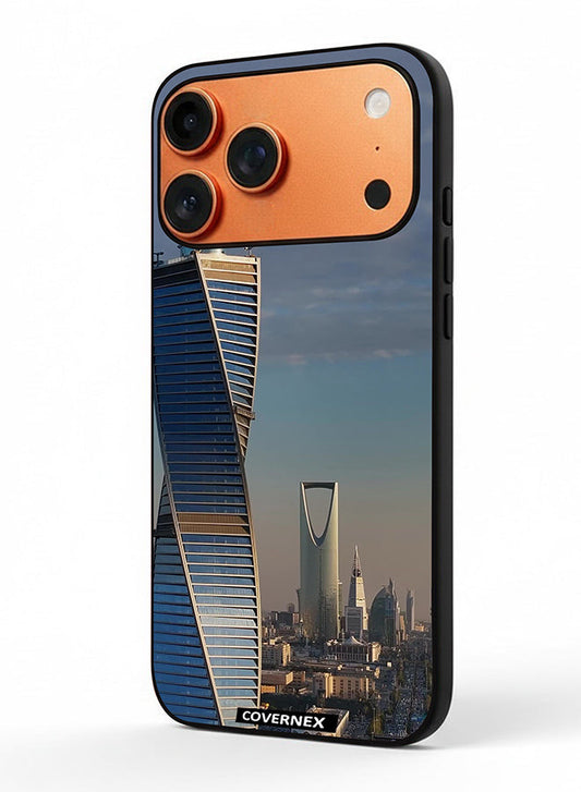 Apple iPhone 17 Pro Max Protective Case Cover Printed Featuring Modern Riyadh Skyline