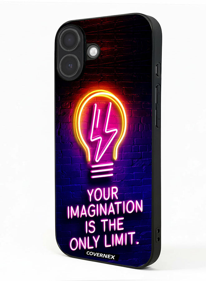 Apple iPhone 17 Protective Case Cover Printed Featuring Your Imagination Is The Only Limit Neon Lightbulb