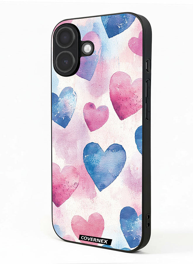 Apple iPhone 17 Protective Case Cover Printed Featuring Watercolor Soft Heart Pattern