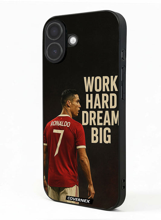 Apple iPhone 17 Protective Case Cover Printed Featuring Work Hard Dream Big CR7