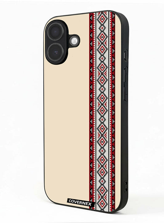 Apple iPhone 17 Protective Case Cover Printed Featuring Traditional Tribal Embroidery Strip