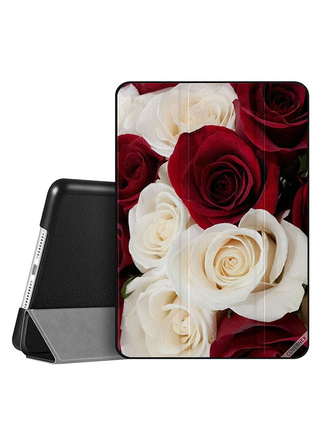 Apple iPad 10.2 9th generation Case Cover White & Red Roses