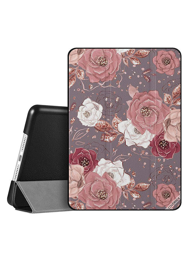 Apple iPad 10.2 9th generation Case Cover White Pink Red Flower