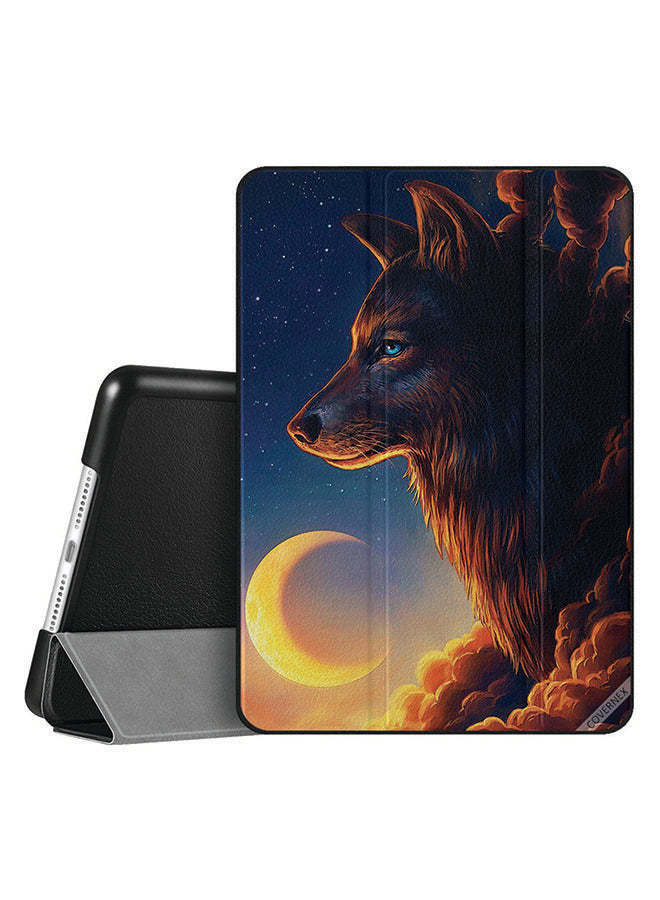 Apple iPad 10.2 9th generation Case Cover Wolf & Half Moon