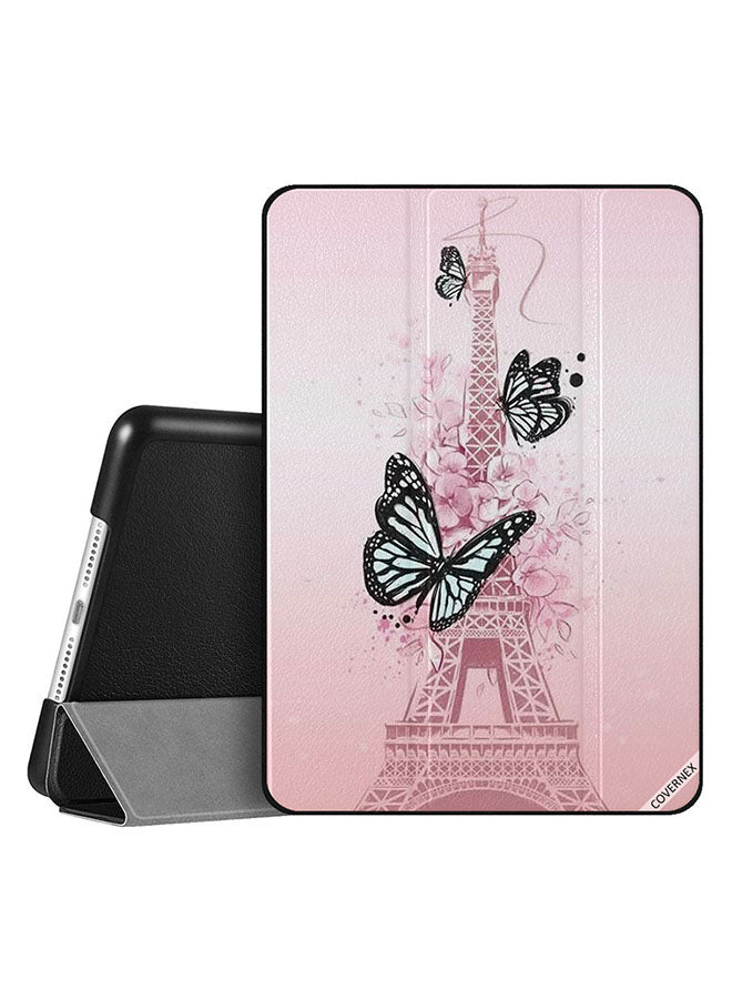 Apple iPad 10.2 9th generation Case Cover Black & White Butterflies On Eiffel Tower