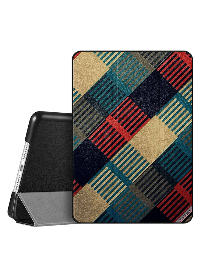 Apple iPad 10.2 9th generation Case Cover Blue Lines Square Shape Pattern