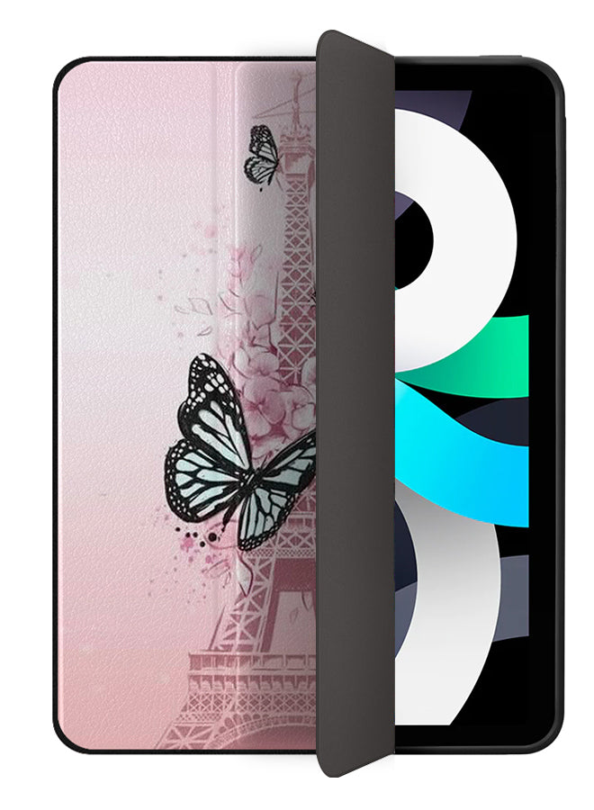 Apple iPad Air 10.9 4th generation Case Cover Black & White Butterflies On Eiffel Tower