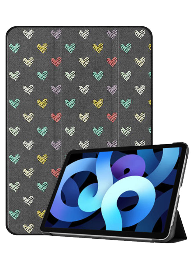 Apple iPad Air 10.9 4th generation Case Cover Small Multi Color Hearts Pattern
