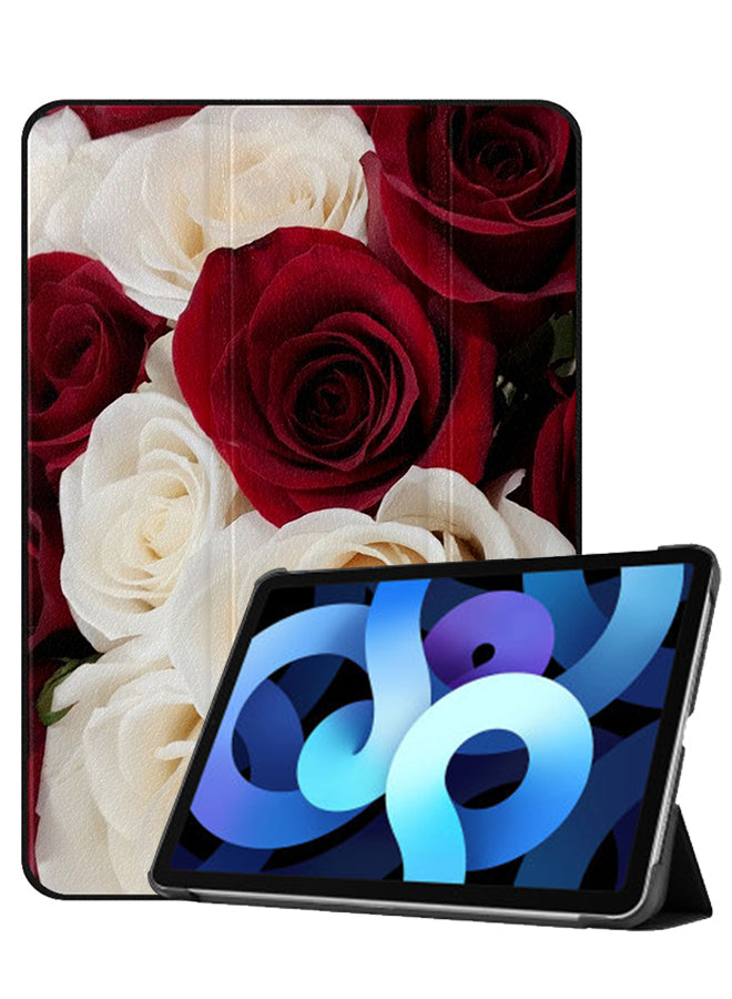 Apple iPad Air 10.9 5th generation Case Cover White & Red Roses