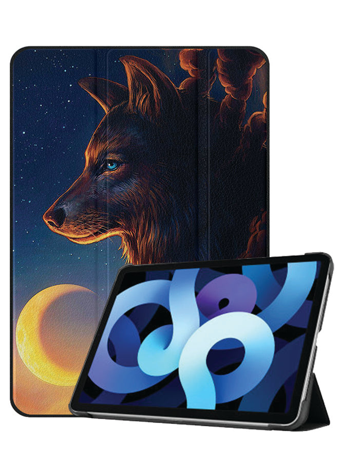 Apple iPad Air 10.9 4th generation Case Cover Wolf & Half Moon