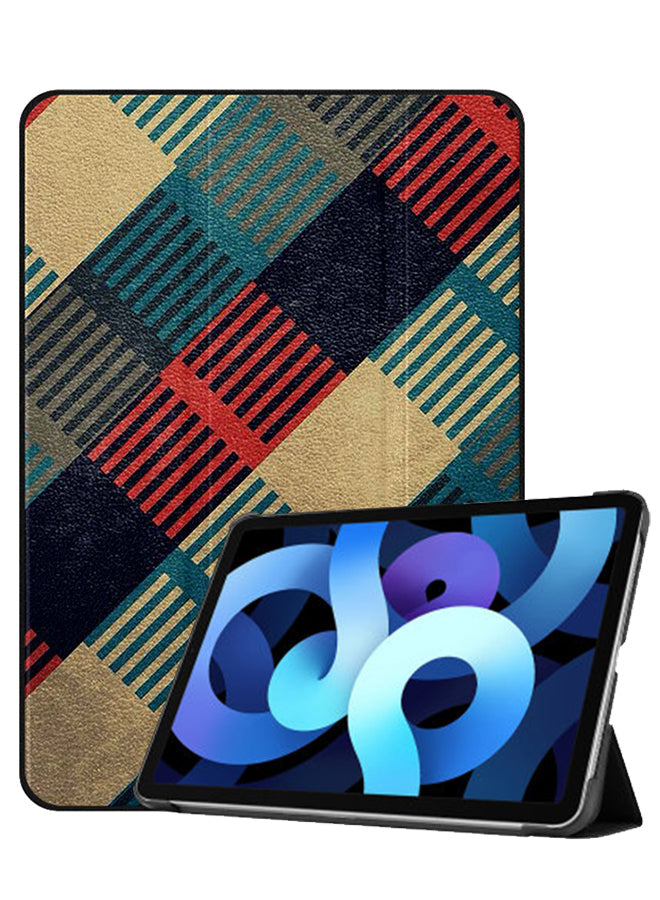 Apple iPad Air 10.9 4th generation Case Cover Blue Lines Square Shape Pattern