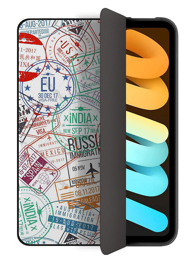 Apple iPad mini 6th generation Case Cover Travel Stamps Mix